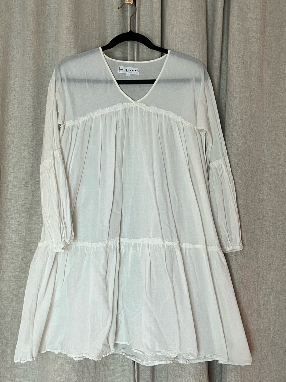 Apiece Apart Cream V-Neck Tiered Babydoll Dress